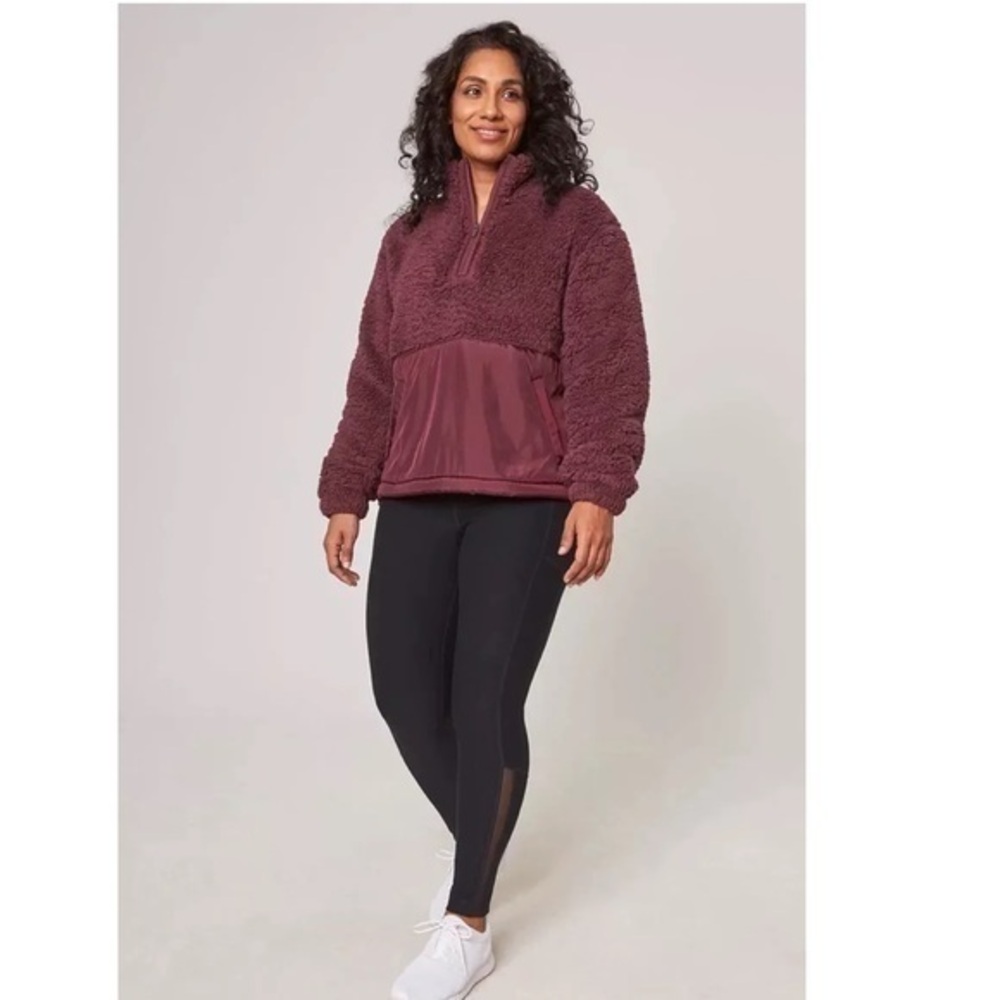 MONDETTA S Teddy Plush Pullover 1/2 Zip Berber Jacket Sweatshirt NWT Sz S/P